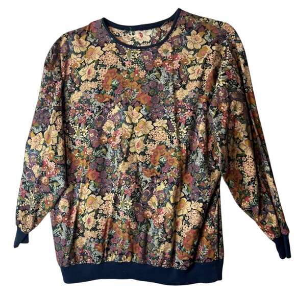 Vtg Women's L All Over Print Floral Shirt Long Sleeve Granny Grandmacore Cottage - Picture 2 of 5